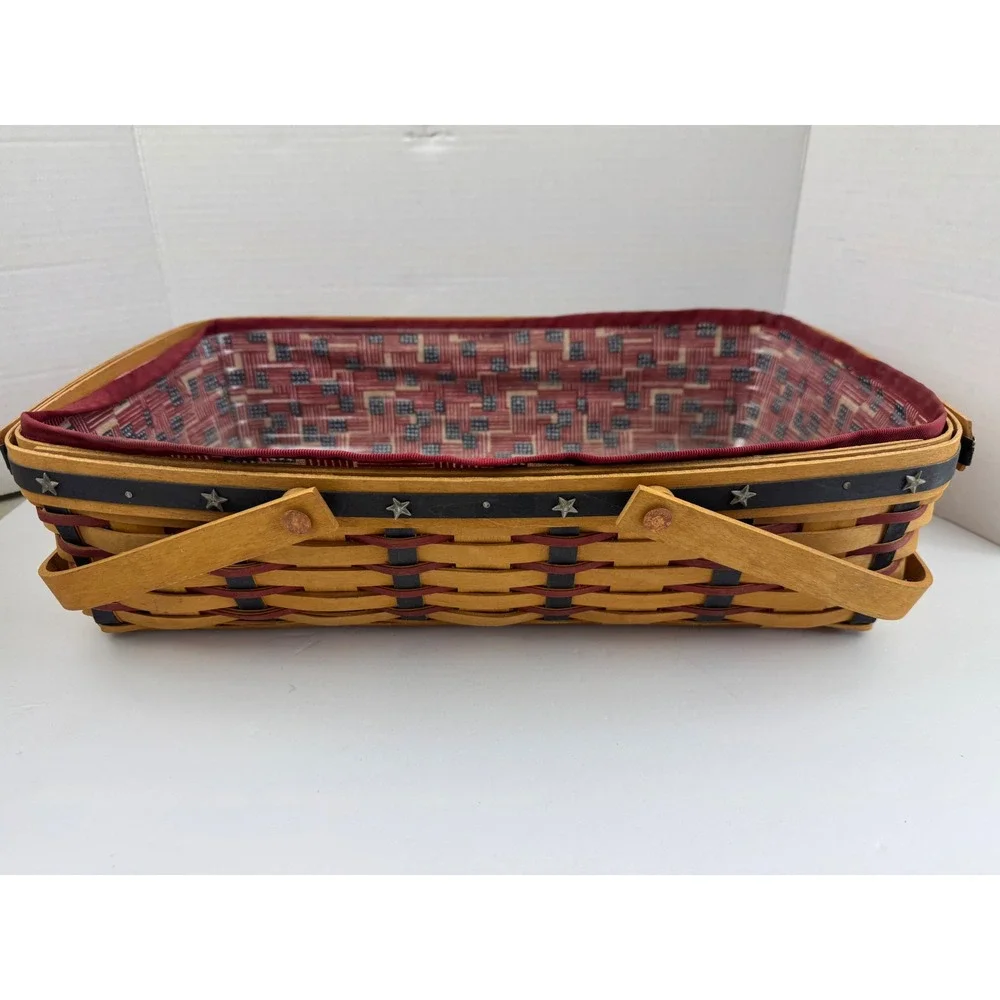 Longaberger Americana Patriotic Basket Flag Liner Plastic Protector Star Trim